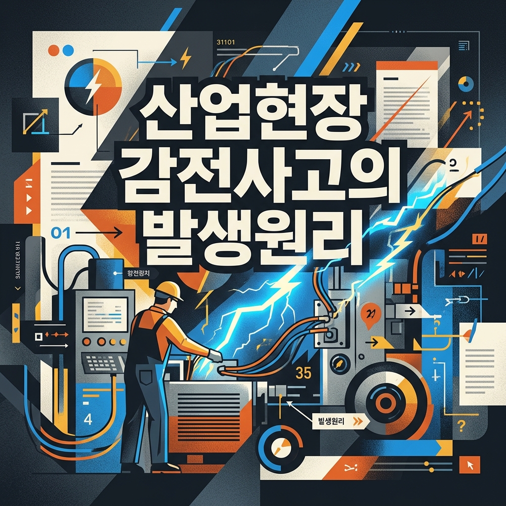 산업현장 감전사고의 발생원리: 전기작업에서 관리해야 할 핵심 위험요인 1 산업현장 감전사고의 발생 원리와 안전 수칙을 설명하는 포스터 이미지