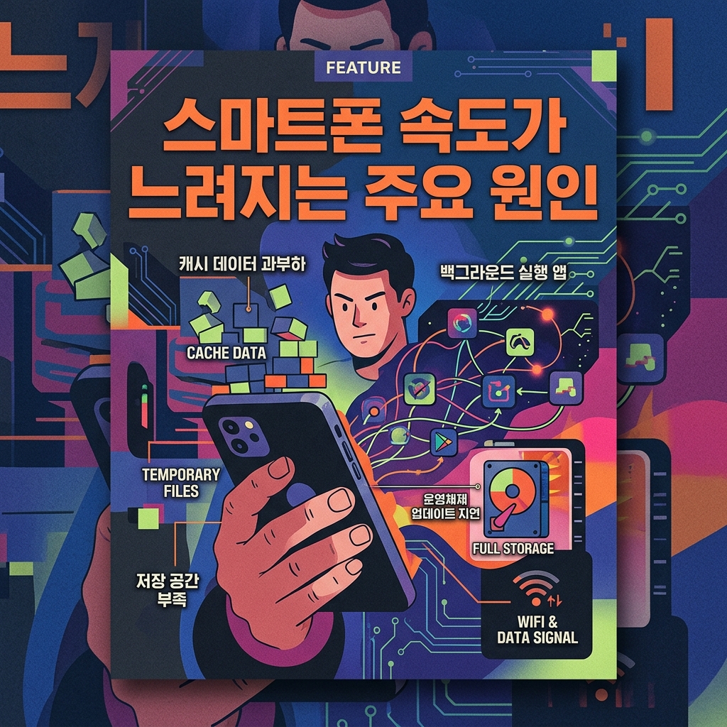스마트폰 속도가 느려지는 주요 원인과 RAM 메모리 부족 현상 이해 1 스마트폰 속도가 느려지는 주요 원인 안내 이미지