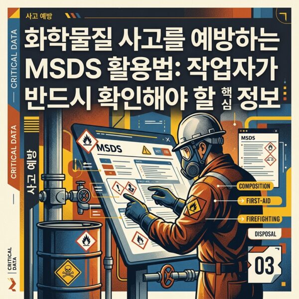 화학물질 사고를 예방하는 MSDS 활용법: 작업자가 반드시 확인해야 할 핵심 정보 5 화학물질 사고 예방 MSDS 활용법 작업자 핵심 정보 포스터 및 썸네일