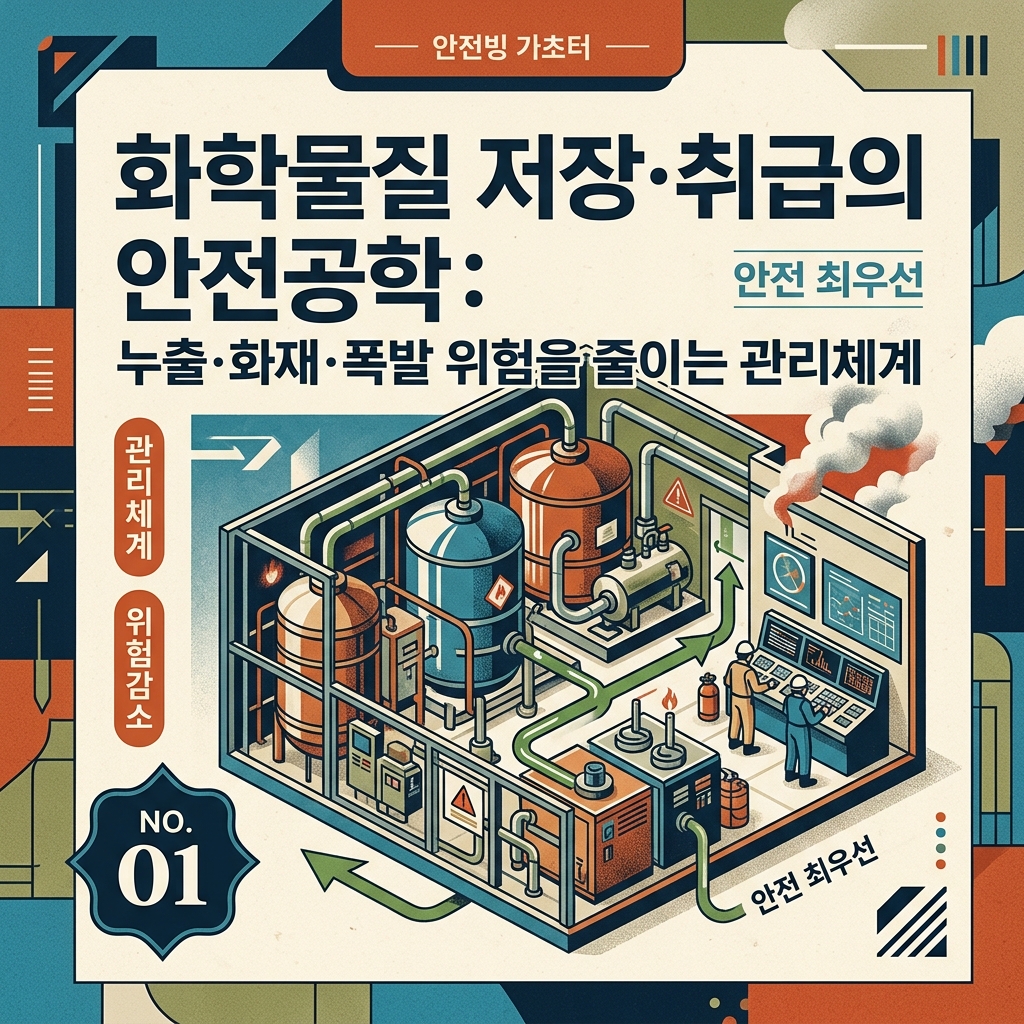 화학물질 저장·취급의 안전공학: 누출·화재·폭발 위험을 줄이는 관리체계 1 화학물질 저장 취급의 안전공학 누출 화재 폭발 위험 관리 포스터 및 썸네일